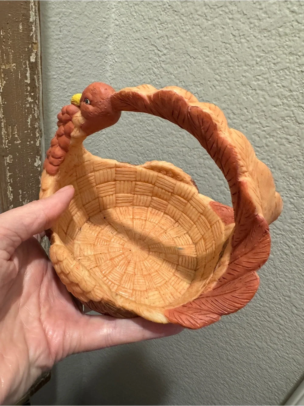 Vintage Decorative Orange Turkey Basket - Home Accents